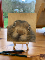 Cute Mountain Hare Drawing On Wood