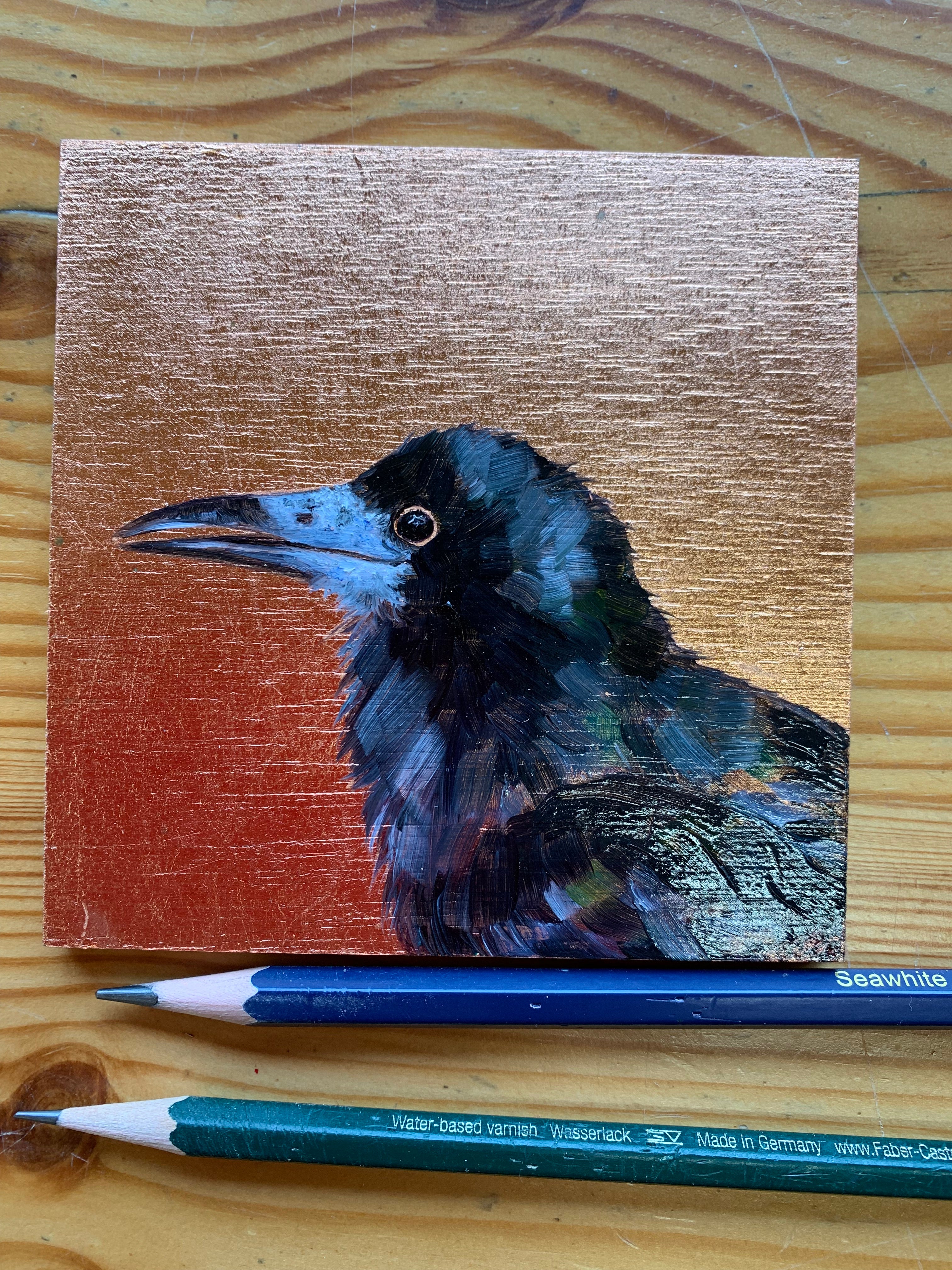 Rook On Copper Leaf