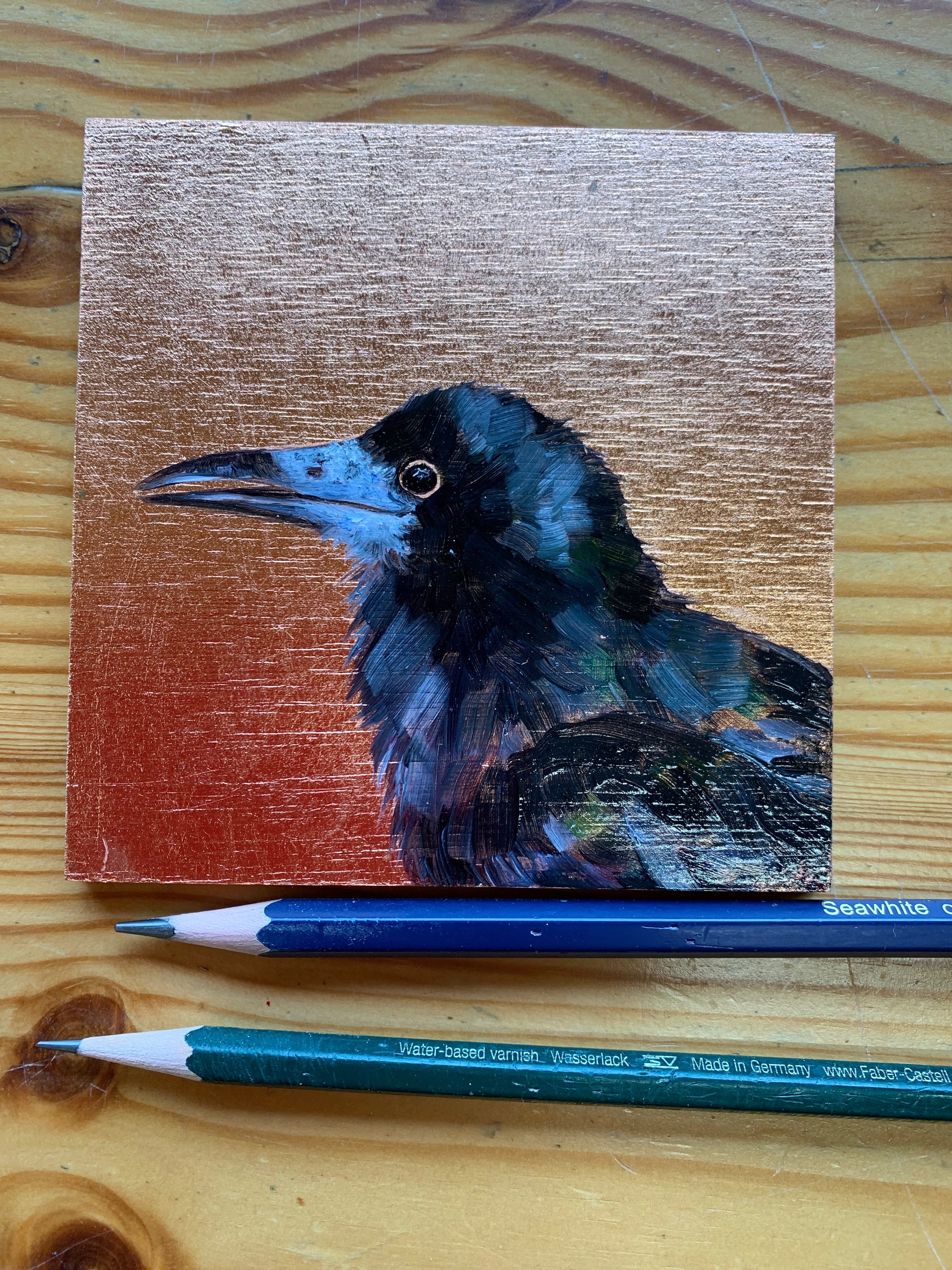 Rook On Copper Leaf